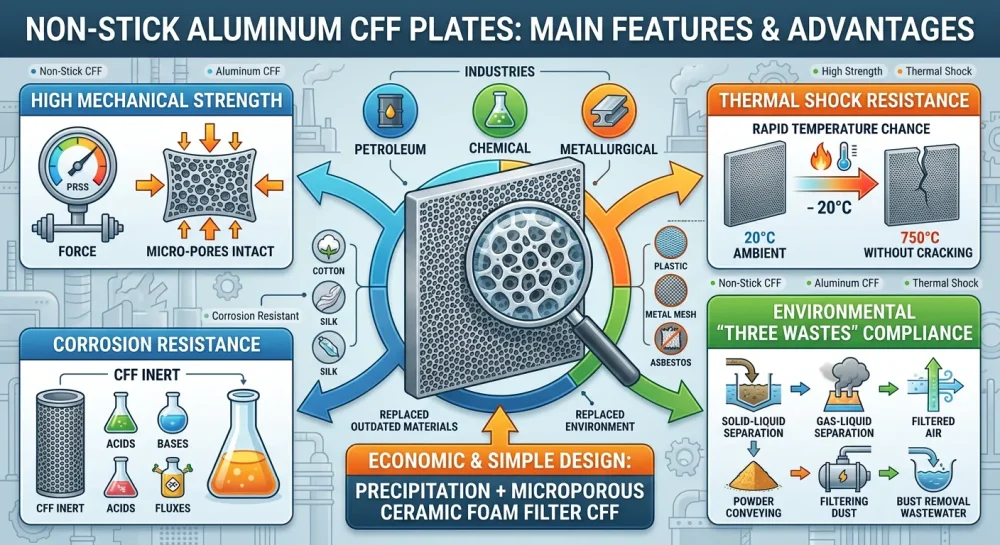 advantages of non-stick aluminum ceramic foam filter