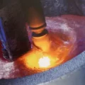 molten aluminum in degassing process