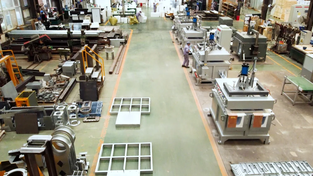 Inside AdTech's manufacturing facility, where aluminum melt treatment equipment and casting materials are produced.